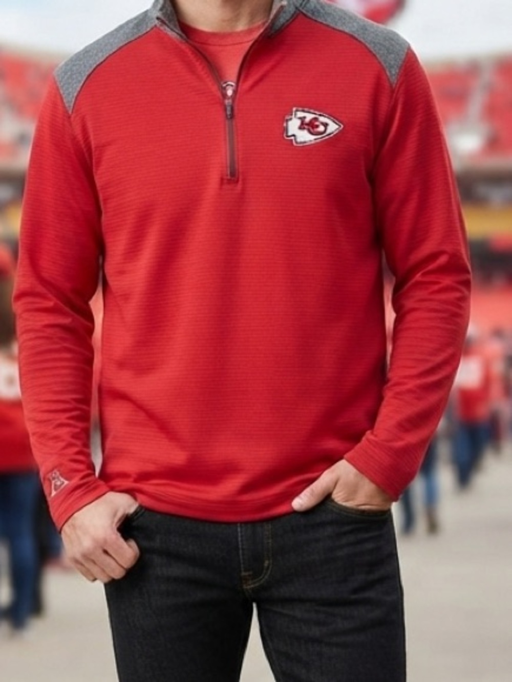 Kansas City Chiefs NFL Antigua 1/4 Zip Red Pullover Jacket Shirt Medium
